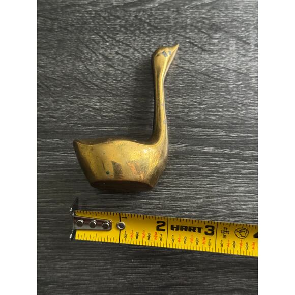 Vintage Mid Century Modern Solid Brass Swan Figurine Paperweight Ringer Holder - Picture 5 of 10